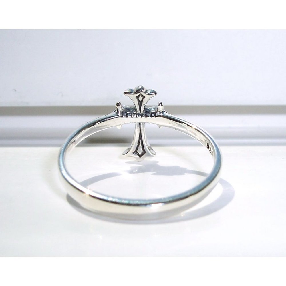 925 STERLING SILVER Dainty Medieval Cross Marcasite Ring - Picture 9 of 16